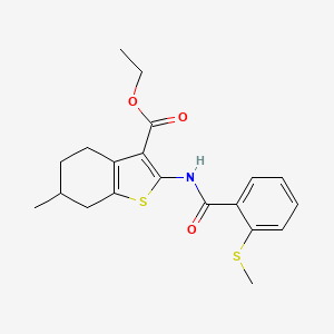 molecular formula C20H23NO3S2 B2368863 Ethyl 6-methyl-2-(2-(methylthio)benzamido)-4,5,6,7-tetrahydrobenzo[b]thiophene-3-carboxylate CAS No. 896346-56-8