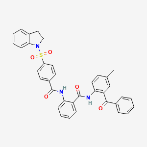 molecular formula C36H29N3O5S B2368890 N-(2-benzoyl-4-methylphenyl)-2-(4-(indolin-1-ylsulfonyl)benzamido)benzamide CAS No. 476641-20-0