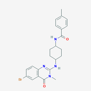 molecular formula C23H25BrN4O2 B2368893 N-[4-[(6-Bromo-3-methyl-4-oxoquinazolin-2-yl)amino]cyclohexyl]-4-methylbenzamide CAS No. 2137628-35-2