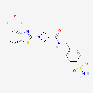 molecular formula C19H17F3N4O3S2 B2368910 N-[(4-sulfamoylphenyl)methyl]-1-[4-(trifluoromethyl)-1,3-benzothiazol-2-yl]azetidine-3-carboxamide CAS No. 1396706-64-1