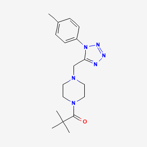 2,2-dimethyl-1-(4-((1-(p-tolyl)-1H-tetrazol-5-yl)methyl)piperazin-1-yl)propan-1-one