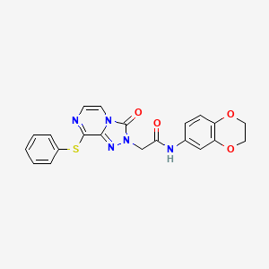 molecular formula C21H17N5O4S B2368938 N-(2,3-dihydro-1,4-benzodioxin-6-yl)-2-[3-oxo-8-(phenylsulfanyl)-2H,3H-[1,2,4]triazolo[4,3-a]pyrazin-2-yl]acetamide CAS No. 1251634-50-0