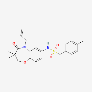molecular formula C22H26N2O4S B2368954 N-(5-allyl-3,3-dimethyl-4-oxo-2,3,4,5-tetrahydrobenzo[b][1,4]oxazepin-7-yl)-1-(p-tolyl)methanesulfonamide CAS No. 922002-91-3