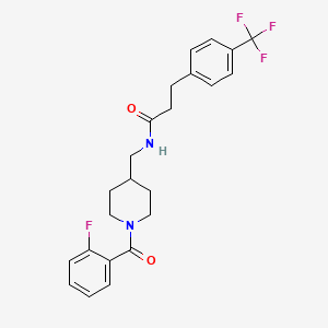 molecular formula C23H24F4N2O2 B2368962 N-((1-(2-fluorobenzoyl)piperidin-4-yl)methyl)-3-(4-(trifluoromethyl)phenyl)propanamide CAS No. 1797648-11-3
