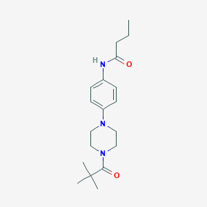 molecular formula C19H29N3O2 B236897 N-[4-[4-(2,2-dimethylpropanoyl)piperazin-1-yl]phenyl]butanamide 