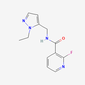 molecular formula C12H13FN4O B2368970 N-[(2-Ethylpyrazol-3-yl)methyl]-2-fluoropyridine-3-carboxamide CAS No. 2411318-46-0