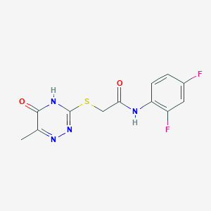 molecular formula C12H10F2N4O2S B2368971 N-(2,4-difluorophenyl)-2-[(6-methyl-5-oxo-4,5-dihydro-1,2,4-triazin-3-yl)sulfanyl]acetamide CAS No. 725709-99-9