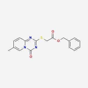 molecular formula C17H15N3O3S B2368972 benzyl 2-({7-methyl-4-oxo-4H-pyrido[1,2-a][1,3,5]triazin-2-yl}sulfanyl)acetate CAS No. 896324-39-3