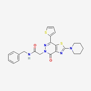 molecular formula C23H23N5O2S2 B2368975 N-benzyl-2-(4-oxo-2-(piperidin-1-yl)-7-(thiophen-2-yl)thiazolo[4,5-d]pyridazin-5(4H)-yl)acetamide CAS No. 1105219-72-4