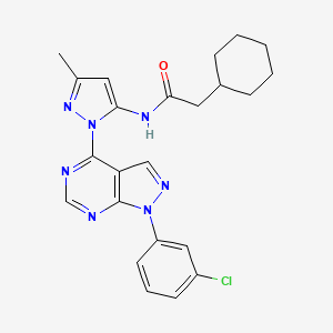 N-(1-(1-(3-chlorophenyl)-1H-pyrazolo[3,4-d]pyrimidin-4-yl)-3-methyl-1H-pyrazol-5-yl)-2-cyclohexylacetamide
