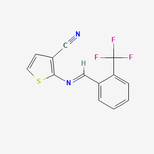 2-({(E)-[2-(trifluoromethyl)phenyl]methylidene}amino)-3-thiophenecarbonitrile