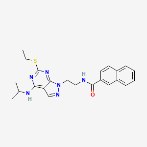 molecular formula C23H26N6OS B2369077 N-(2-(6-(ethylthio)-4-(isopropylamino)-1H-pyrazolo[3,4-d]pyrimidin-1-yl)ethyl)-2-naphthamide CAS No. 941948-69-2