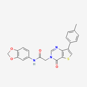 molecular formula C22H17N3O4S B2369130 N-1,3-benzodioxol-5-yl-2-[7-(4-methylphenyl)-4-oxothieno[3,2-d]pyrimidin-3(4H)-yl]acetamide CAS No. 1207003-11-9