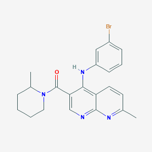 (4-((3-Bromophenyl)amino)-7-methyl-1,8-naphthyridin-3-yl)(2-methylpiperidin-1-yl)methanone