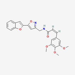 molecular formula C24H22N2O6 B2369135 (Z)-N-((5-(benzofuran-2-yl)isoxazol-3-yl)methyl)-3-(3,4,5-trimethoxyphenyl)acrylamide CAS No. 1105206-00-5
