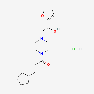 3-Cyclopentyl-1-(4-(2-(furan-2-yl)-2-hydroxyethyl)piperazin-1-yl)propan-1-one hydrochloride