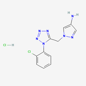 molecular formula C11H11Cl2N7 B2369244 1-{[1-(2-chlorophenyl)-1H-1,2,3,4-tetrazol-5-yl]methyl}-1H-pyrazol-4-amine hydrochloride CAS No. 2110523-93-6