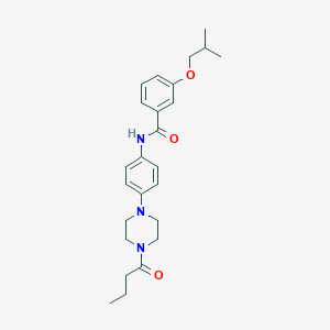 molecular formula C25H33N3O3 B236927 N-[4-(4-butanoylpiperazin-1-yl)phenyl]-3-(2-methylpropoxy)benzamide 