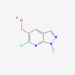 molecular formula C8H8ClN3O B2369288 (6-Chloro-1-methylpyrazolo[3,4-b]pyridin-5-yl)methanol CAS No. 2411283-21-9