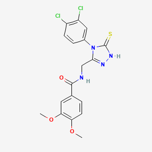 molecular formula C18H16Cl2N4O3S B2369341 N-((4-(3,4-dichlorophenyl)-5-thioxo-4,5-dihydro-1H-1,2,4-triazol-3-yl)methyl)-3,4-dimethoxybenzamide CAS No. 391887-56-2