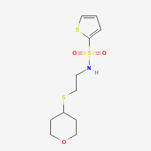molecular formula C11H17NO3S3 B2369346 N-[2-(oxan-4-ylsulfanyl)ethyl]thiophene-2-sulfonamide CAS No. 2034424-89-8