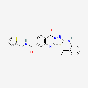 molecular formula C23H19N5O2S2 B2369355 2-[(2-ETHYLPHENYL)AMINO]-5-OXO-N-[(THIOPHEN-2-YL)METHYL]-5H-[1,3,4]THIADIAZOLO[2,3-B]QUINAZOLINE-8-CARBOXAMIDE CAS No. 896703-72-3