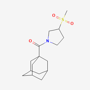 molecular formula C16H25NO3S B2369356 (3r,5r,7r)-Adamantan-1-yl(3-(methylsulfonyl)pyrrolidin-1-yl)methanone CAS No. 1448043-73-9