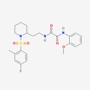 molecular formula C23H28FN3O5S B2369370 N1-(2-(1-((4-fluoro-2-methylphenyl)sulfonyl)piperidin-2-yl)ethyl)-N2-(2-methoxyphenyl)oxalamide CAS No. 898427-03-7