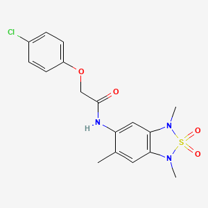 molecular formula C17H18ClN3O4S B2369373 2-(4-chlorophenoxy)-N-(1,3,6-trimethyl-2,2-dioxido-1,3-dihydrobenzo[c][1,2,5]thiadiazol-5-yl)acetamide CAS No. 2034405-09-7