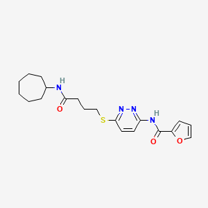 molecular formula C20H26N4O3S B2369396 N-(6-((4-(cycloheptylamino)-4-oxobutyl)thio)pyridazin-3-yl)furan-2-carboxamide CAS No. 1105248-12-1
