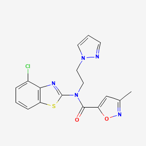 molecular formula C17H14ClN5O2S B2369401 N-(2-(1H-pyrazol-1-yl)ethyl)-N-(4-chlorobenzo[d]thiazol-2-yl)-3-methylisoxazole-5-carboxamide CAS No. 1171003-37-4