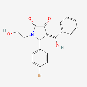 molecular formula C19H16BrNO4 B2369404 (4E)-5-(4-bromophenyl)-1-(2-hydroxyethyl)-4-[hydroxy(phenyl)methylidene]pyrrolidine-2,3-dione CAS No. 332149-42-5