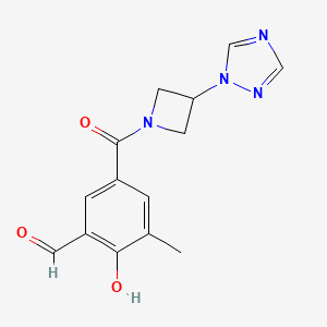 2-Hydroxy-3-methyl-5-[3-(1,2,4-triazol-1-yl)azetidine-1-carbonyl]benzaldehyde