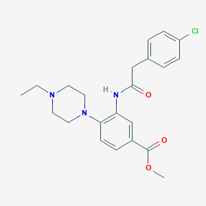 molecular formula C22H26ClN3O3 B236943 methyl 3-{[(4-chlorophenyl)acetyl]amino}-4-(4-ethyl-1-piperazinyl)benzoate 