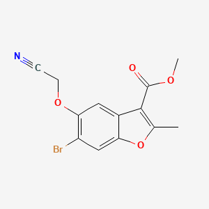 molecular formula C13H10BrNO4 B2369434 Methyl 6-bromo-5-(cyanomethoxy)-2-methyl-1-benzofuran-3-carboxylate CAS No. 308296-22-2