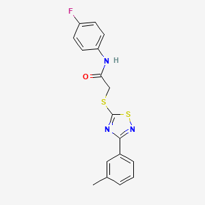 molecular formula C17H14FN3OS2 B2369440 N-(4-fluorophenyl)-2-((3-(m-tolyl)-1,2,4-thiadiazol-5-yl)thio)acetamide CAS No. 864917-85-1