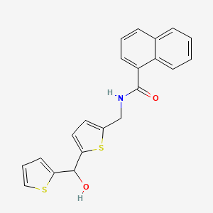 molecular formula C21H17NO2S2 B2369452 N-((5-(hydroxy(thiophen-2-yl)methyl)thiophen-2-yl)methyl)-1-naphthamide CAS No. 1421513-86-1