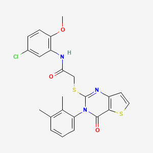 molecular formula C23H20ClN3O3S2 B2369483 N-(5-chloro-2-methoxyphenyl)-2-{[3-(2,3-dimethylphenyl)-4-oxo-3,4-dihydrothieno[3,2-d]pyrimidin-2-yl]sulfanyl}acetamide CAS No. 1291845-25-4