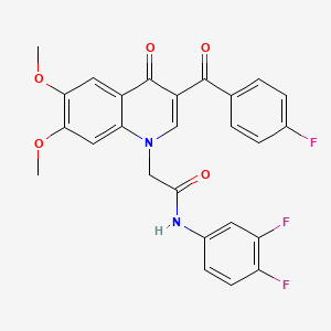 molecular formula C26H19F3N2O5 B2369486 N-(3,4-difluorophenyl)-2-[3-(4-fluorobenzoyl)-6,7-dimethoxy-4-oxo-1,4-dihydroquinolin-1-yl]acetamide CAS No. 866590-56-9