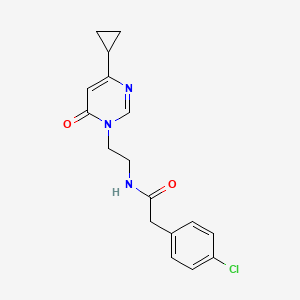 molecular formula C17H18ClN3O2 B2369490 2-(4-chlorophenyl)-N-(2-(4-cyclopropyl-6-oxopyrimidin-1(6H)-yl)ethyl)acetamide CAS No. 2034543-89-8