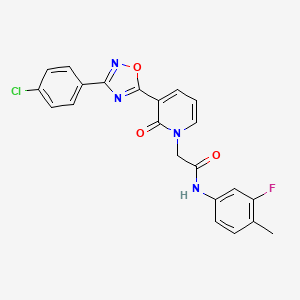 2-(3-(3-(4-chlorophenyl)-1,2,4-oxadiazol-5-yl)-2-oxopyridin-1(2H)-yl)-N-(3-fluoro-4-methylphenyl)acetamide
