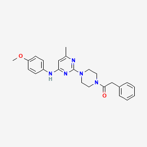 molecular formula C24H27N5O2 B2369507 1-(4-(4-((4-Methoxyphenyl)amino)-6-methylpyrimidin-2-yl)piperazin-1-yl)-2-phenylethanone CAS No. 923211-64-7