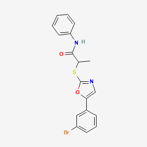 molecular formula C18H15BrN2O2S B2369508 2-((5-(3-bromophenyl)oxazol-2-yl)thio)-N-phenylpropanamide CAS No. 1040679-83-1