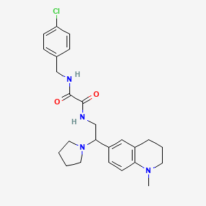 molecular formula C25H31ClN4O2 B2369509 N'-[(4-chlorophenyl)methyl]-N-[2-(1-methyl-1,2,3,4-tetrahydroquinolin-6-yl)-2-(pyrrolidin-1-yl)ethyl]ethanediamide CAS No. 922012-41-7