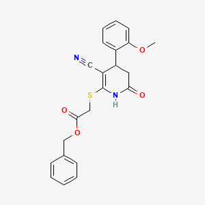 molecular formula C22H20N2O4S B2369531 Benzyl {[3-cyano-4-(2-methoxyphenyl)-6-oxo-1,4,5,6-tetrahydropyridin-2-yl]sulfanyl}acetate CAS No. 312508-07-9