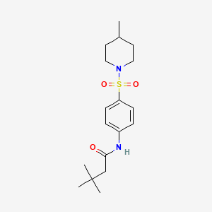 molecular formula C18H28N2O3S B2369557 3,3-dimethyl-N-{4-[(4-methylpiperidin-1-yl)sulfonyl]phenyl}butanamide CAS No. 510763-41-4