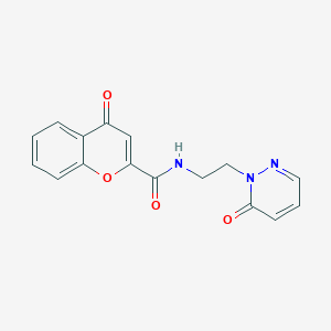 molecular formula C16H13N3O4 B2369560 4-oxo-N-(2-(6-oxopyridazin-1(6H)-yl)ethyl)-4H-chromene-2-carboxamide CAS No. 1211617-88-7