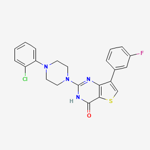 molecular formula C22H18ClFN4OS B2369578 2-[4-(2-chlorophenyl)piperazin-1-yl]-7-(3-fluorophenyl)thieno[3,2-d]pyrimidin-4(3H)-one CAS No. 1243061-78-0