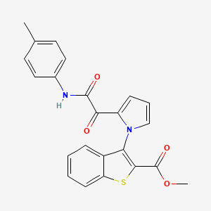 molecular formula C23H18N2O4S B2369589 methyl 3-{2-[2-oxo-2-(4-toluidino)acetyl]-1H-pyrrol-1-yl}-1-benzothiophene-2-carboxylate CAS No. 477872-76-7
