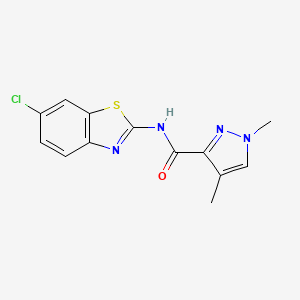 molecular formula C13H11ClN4OS B2369604 N-(6-chlorobenzo[d]thiazol-2-yl)-1,4-dimethyl-1H-pyrazole-3-carboxamide CAS No. 1203025-94-8